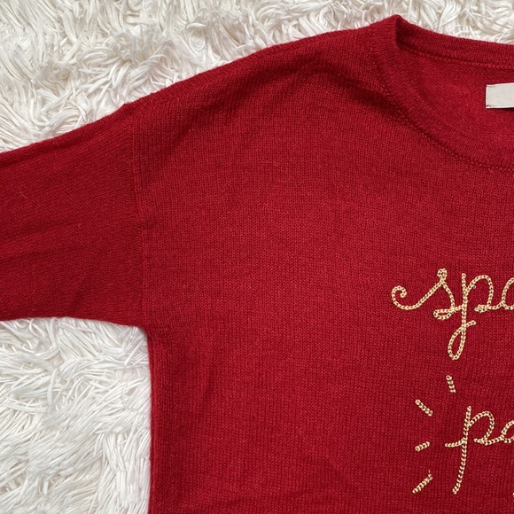 Loft Sparkle Pop Shine Embroidered Sweater 💗 Red & Gold - Picture 9 of 16